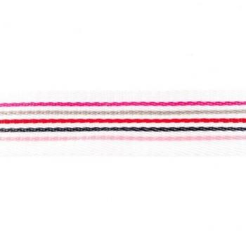 Gurtband 40mm Breite Weiß mit Multicolor Streifen Pink,Beige,Rot,Schwarz,Rosa
